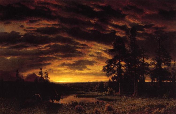 Albert Bierstadt Oil Painting Evening on the Prarie